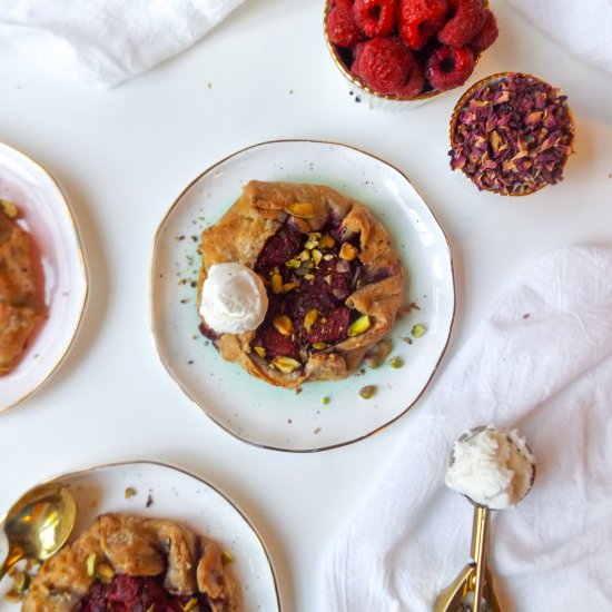 Raspberry Rhubarb Rose Galette