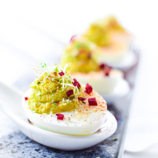 Hemp & Avocado Deviled Eggs