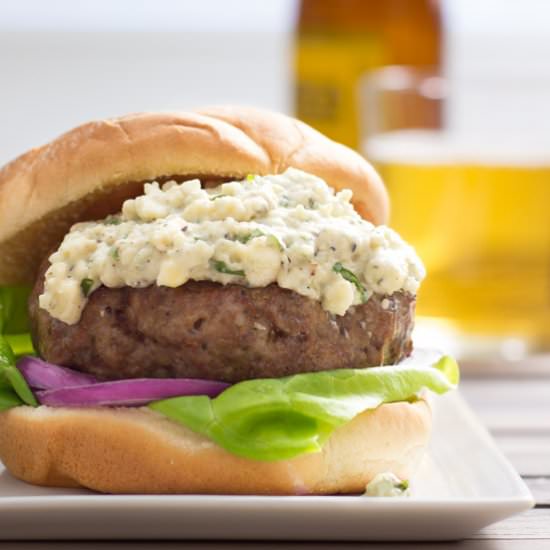 Lamburger with Basil & Blue Cheese