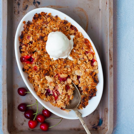 Rhubarb & Cherry Crumble