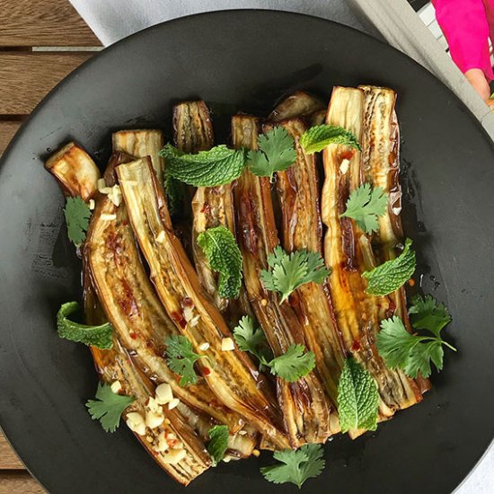 easy roasted asian eggplant salad