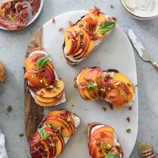 Peach Toasts with Honey Ricotta