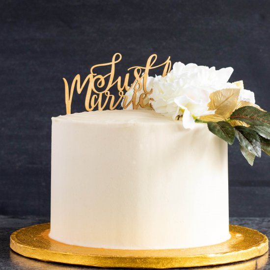 White Rose Gold Floral Wedding Cake