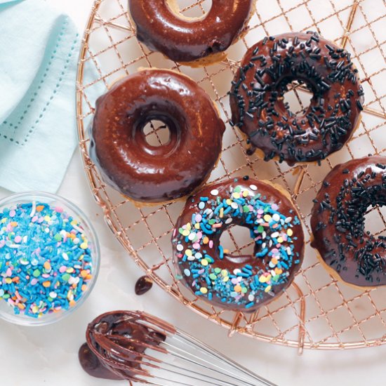 Chocolate Frosted Vegan Donuts