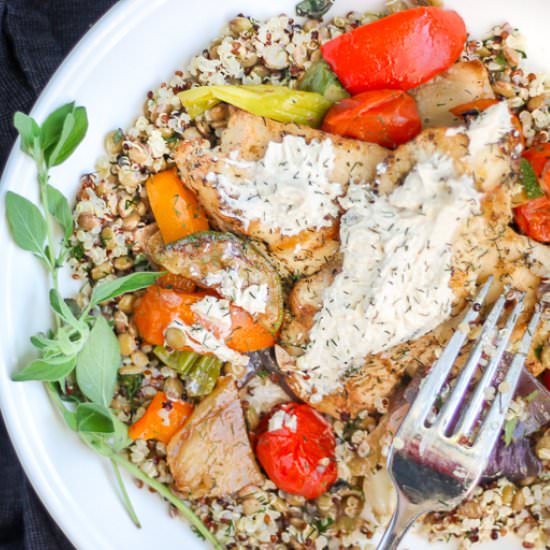 Chicken & Veggies with Tahini Sauce