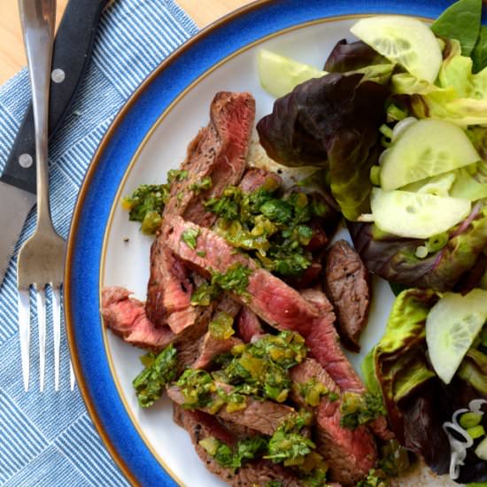 Steak with Pickled Jalapeño Relish