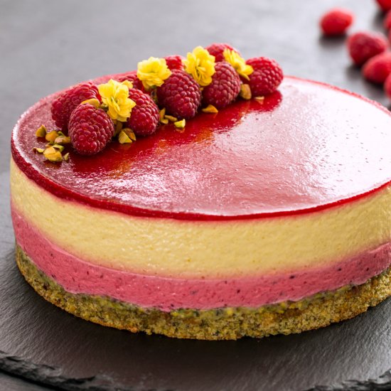 Mango Raspberry Mousse Cake