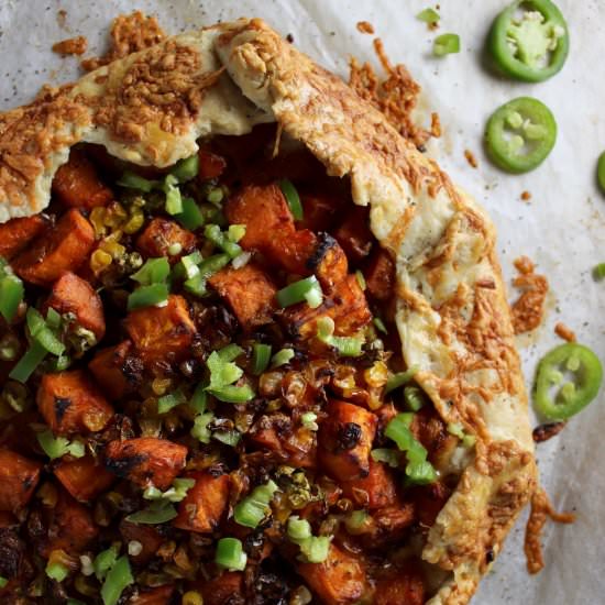 Sweet Potato, Corn, Cheddar Galette