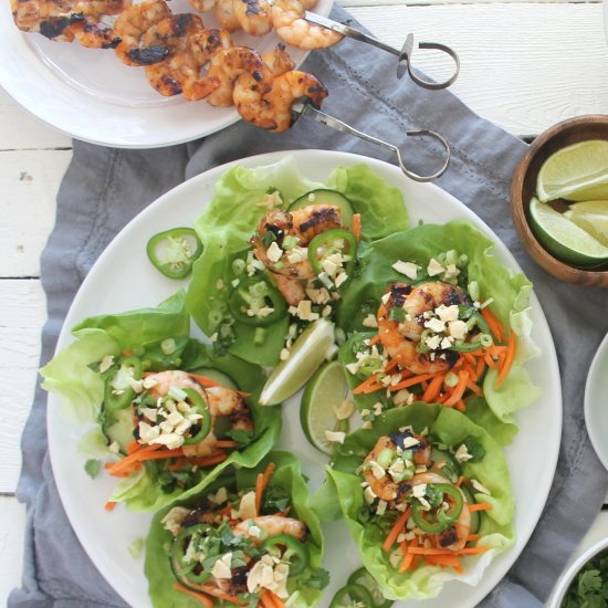 Spicy Asian Shrimp Lettuce Wraps