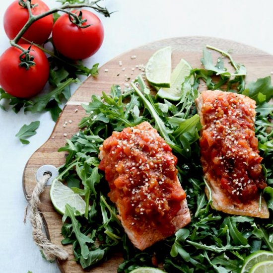 Salmon With Ginger & Tomato Relish