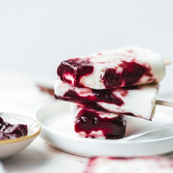 FROZEN YOGURT POPS W/ CHERRY JAM