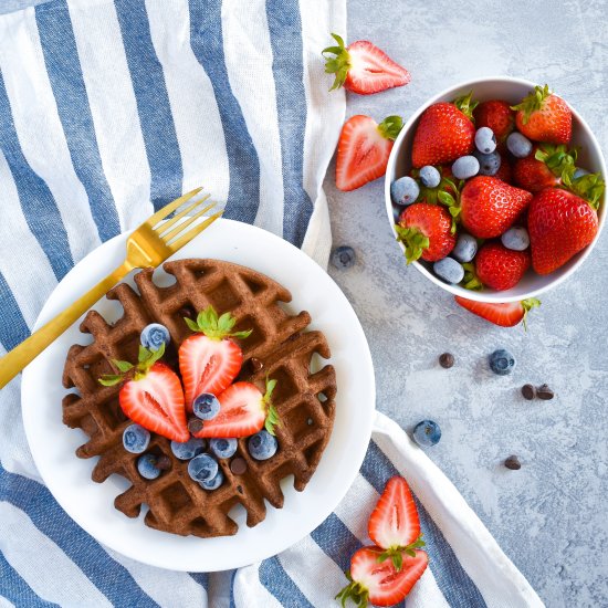 Dark Chocolate Flaxseed Waffles