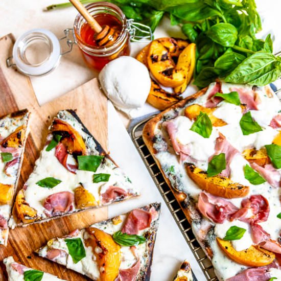 Grilled Peach Prosciutto Flatbread