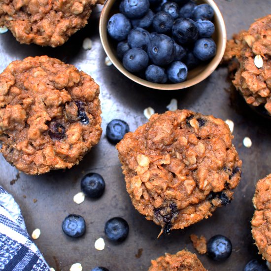 Sweet Potato, PB, Blueberry Muffins