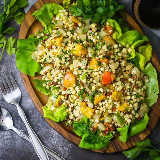 Grilled Corn and Peach Salad