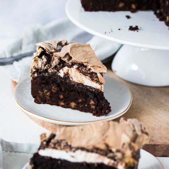 Chocolate Meringue Brownie Cake