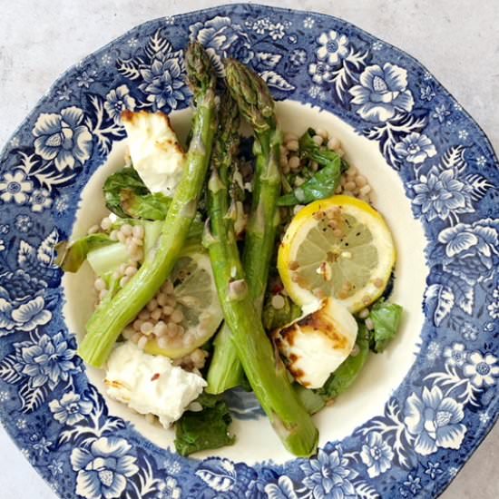 Asparagus, lemon and feta tray-bake