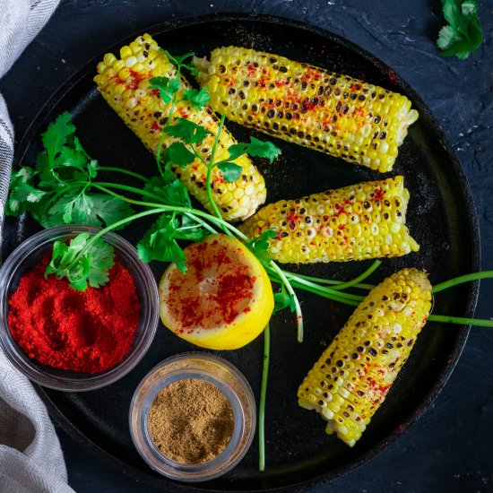 Indian style grilled corn on cob