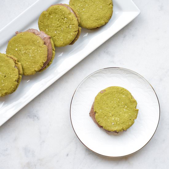 Matcha Chocolate Sandwich Cookies