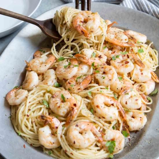 Spicy Garlic Shrimp Spaghetti