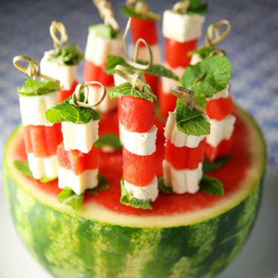 Feta Mint Watermelon Skewers