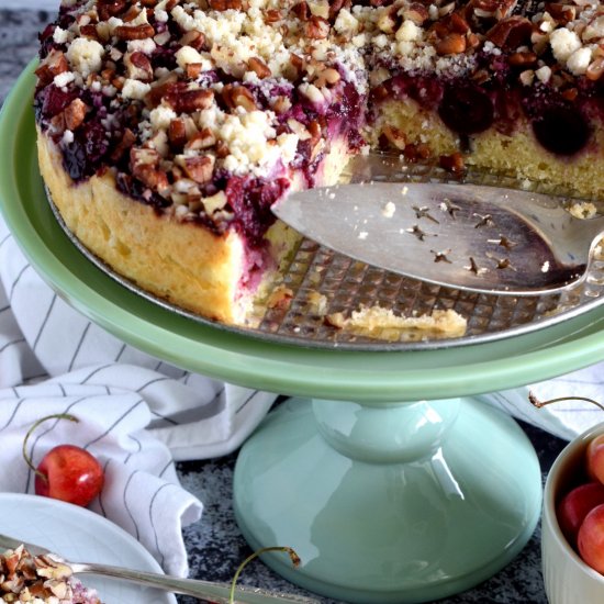 Cherry Cake with a Crumble Topping