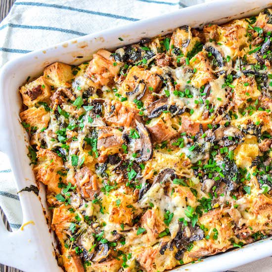 Sausage & Mushroom Breakfast Bake