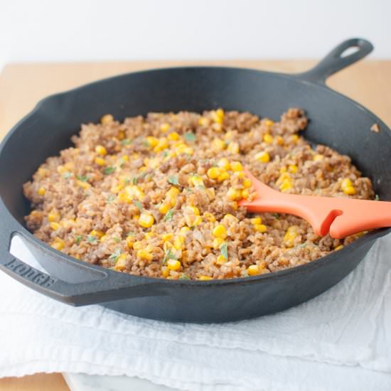 One Pot Beef Taco Rice Skillet