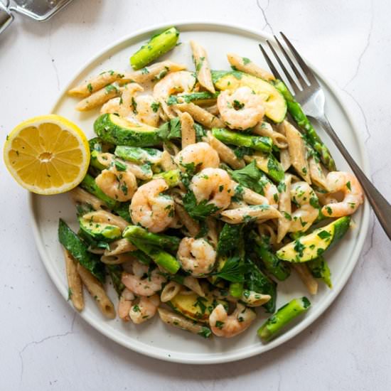 Prawn & Summer Vegetable Carbonara