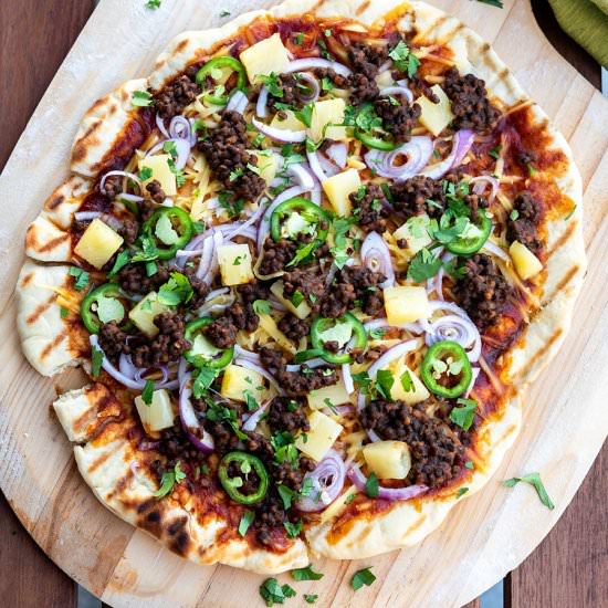 Grilled BBQ Lentil Pizza