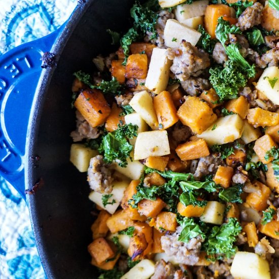 Sausage, Squash & Apple Hash