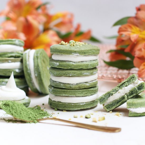 Matcha Shortbread Sandwich Cookies