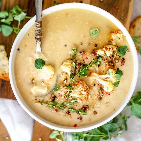 Oven Roasted Cauliflower Soup