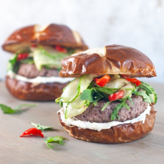 Lamb Burgers & Spicy Cucumbers