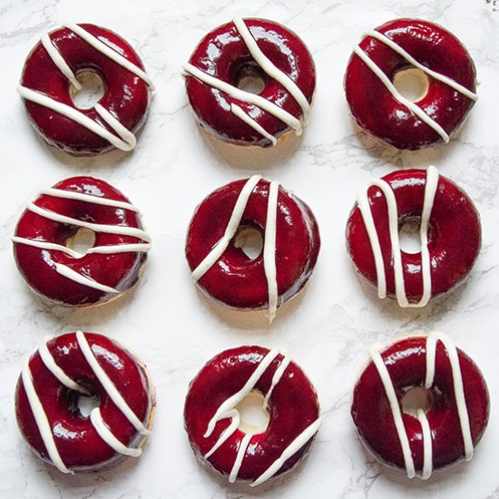 Black fruit glazed doughnuts