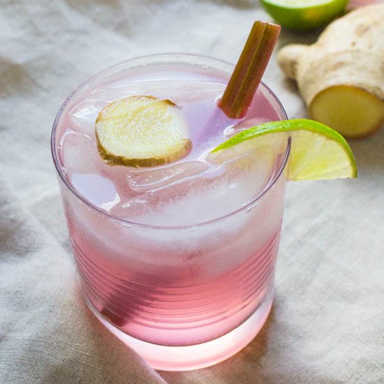 Rhubarb Ginger Gin Rickey