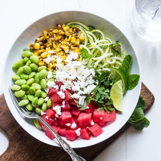 Maple Lime Watermelon Zoodle Bowls