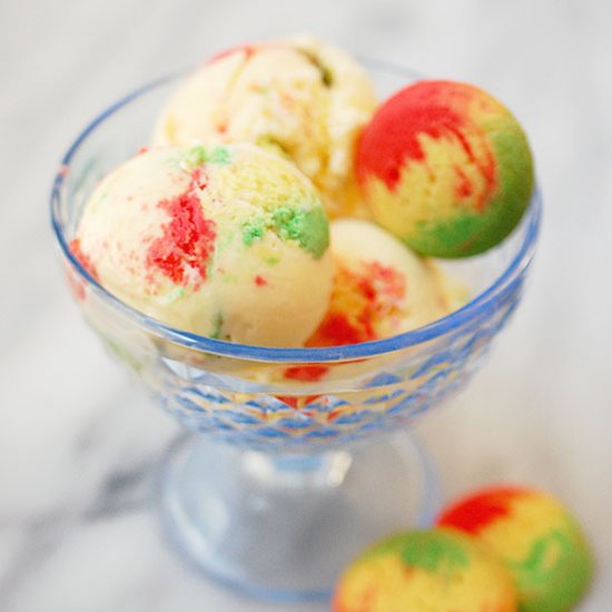 Rainbow cookie ice cream