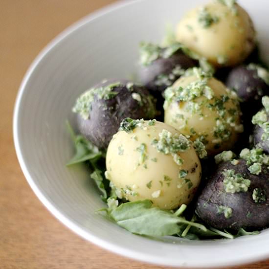 Pesto Baby Potatoes with Arugula