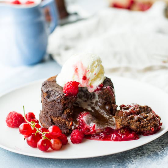 Chocolate Lava Cake and Berry Sauce