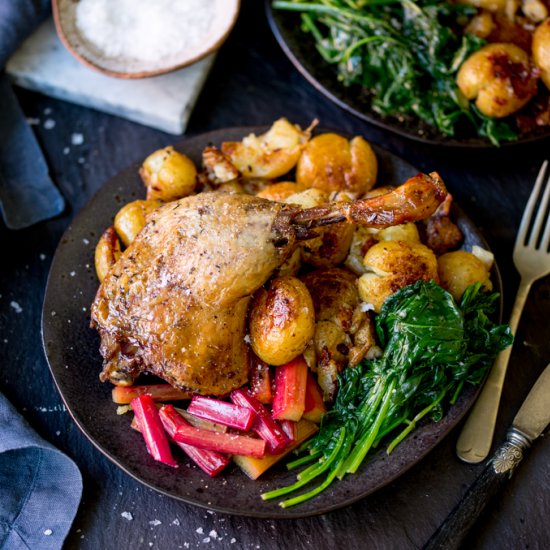 Duck Confit with Roasted Rhubarb