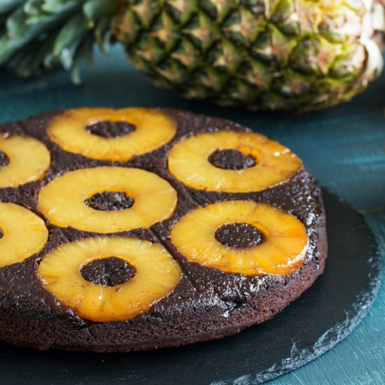 Chocolate Pineapple Upside Down Cak