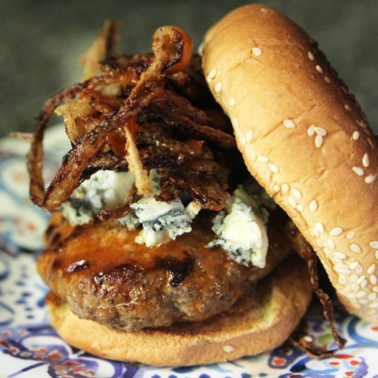 Buffalo Blue Cheese Skillet Burgers