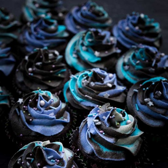 Vegan Milky Way Galaxy Cupcakes