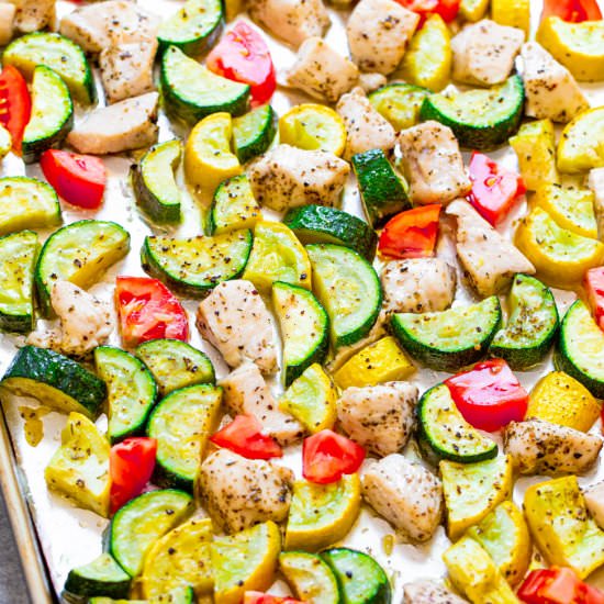 Sheet Pan Summer Veggies & Chicken