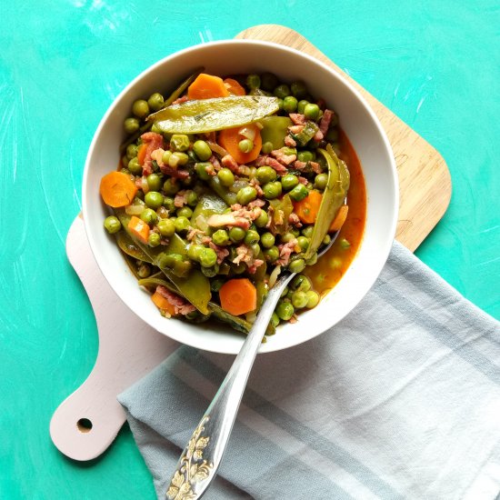 Fresh Peas and Snow Peas Stew