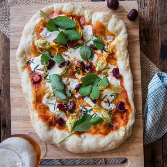 Squash Blossoms Garden Beer Pizza