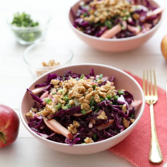 Raw Red Cabbage and Walnuts Salad