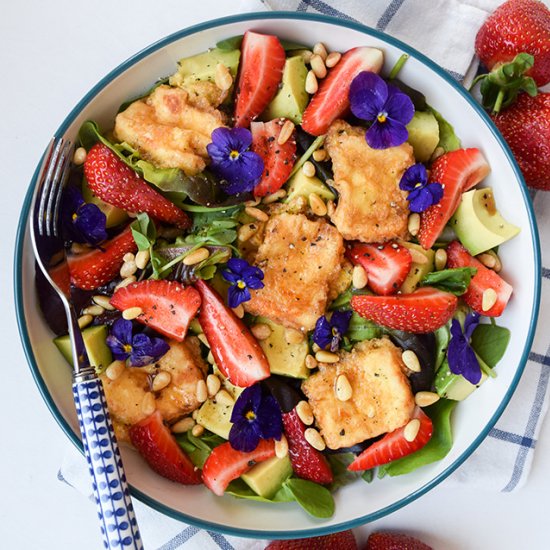 Fried Feta & Strawberry Salad