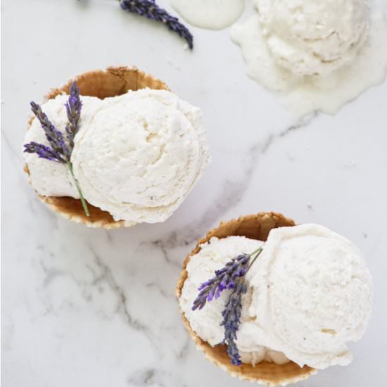 No Churn vanilla lavender ice cream